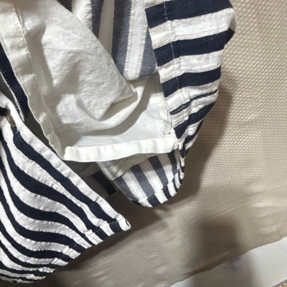 J.Crew Navy White Striped Sheath Dress Size 8 Cotton Linen Sleeveless Career - Picture 5 of 10